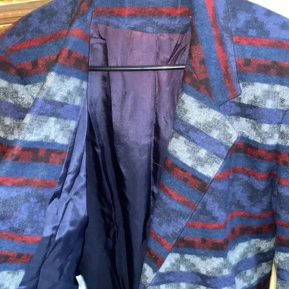 Vintage Casablanca Oversized Wool Blend Aztec Print Blazer Size 8 - Picture 7 of 8